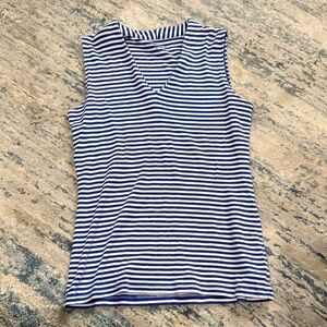 Blue and White Striped Sleeveless Top